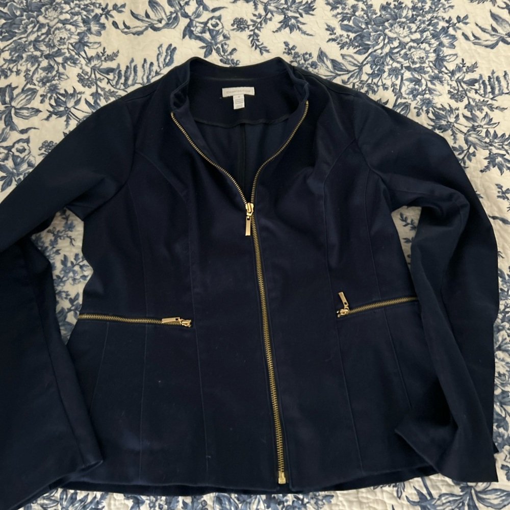 Charter Club Dark Blue Blazer with Gold Zippers